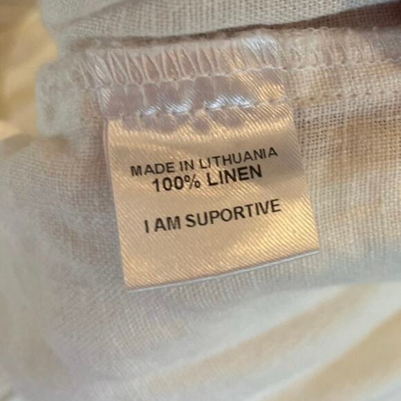 FLAX Thin White Linen Pants Large Elastic Waist Lagenlook Leg Pull On Beachy - Picture 3 of 12